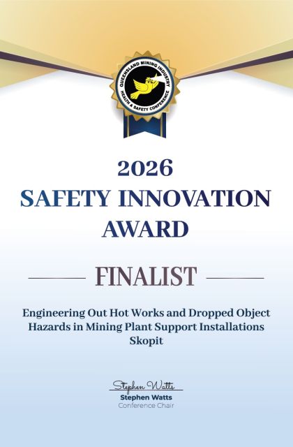 Skopit finalist certificate for the 2026 QMIHSC Safety Innovation Award